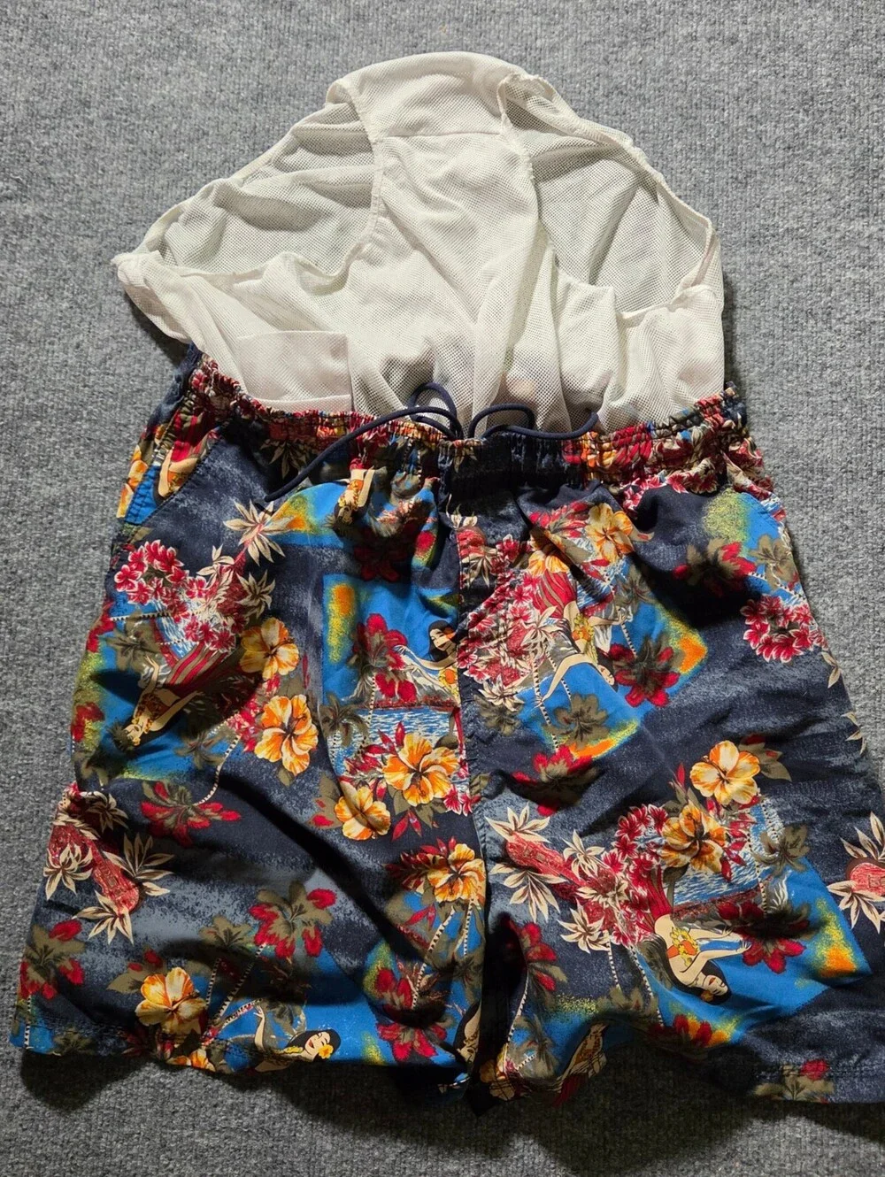 Faded Glory XL Dark Navy Floral Swim Shorts